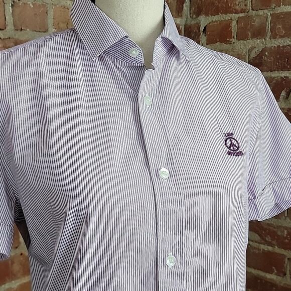Love Moschino short sleeve mircro striped button up purple shirt S - Picture 2 of 14